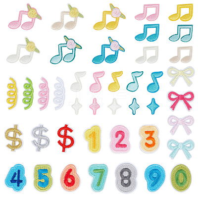 40Pcs Computerized Embroidery Polyester Iron on/Sew on Patches PATC-WH0021-071-1