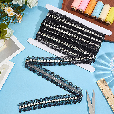 Polyester Lace Rivets Ribbon OCOR-GF0006-09B-1