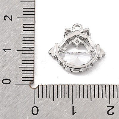 Brass Micro Pave Clear Cubic Zirconia Pendants KK-K371-30P-1