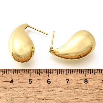 Rack Plating Brass Twist Teardrop Stud Earrings for Women LS-EJEW-K247-02G-1