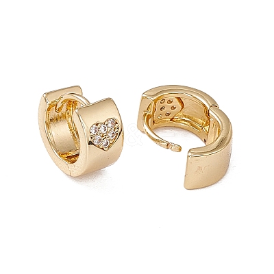 Clear Cubic Zirconia Heart Pattern Thick Hoop Earrings EJEW-F294-10C-G-1