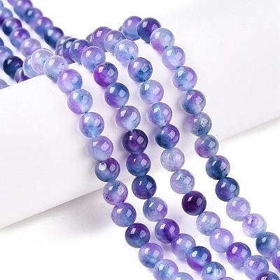Dyed Natural White Jade Beads Strands G-T138-6mm-210-4-1