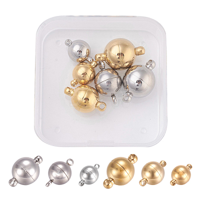 304 Stainless Steel Magnetic Clasps with Loops STAS-JP0004-06-1