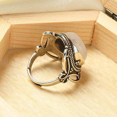 Natural Quartz Crystal Adjustable Rings RJEW-I108-02AS-14-1
