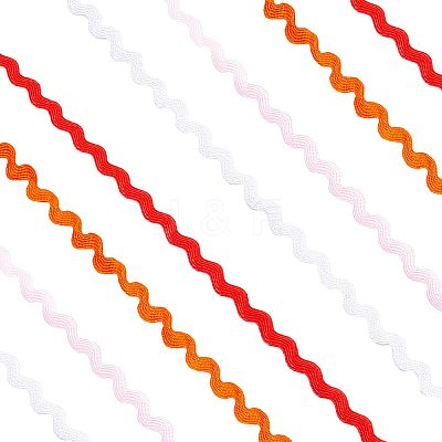 4 Strands 4 Colors Polyester Wave Bending Fringe Trim OCOR-GF0002-43C-1