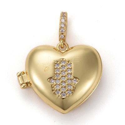Brass Micro Pave Clear Cubic Zirconia Diffuser Locket Pendants ZIRC-E165-17G-1