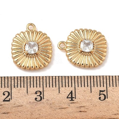 Brass Micro Pave Cubic Zirconia Grooved Pendants KK-A280-04B-G-1