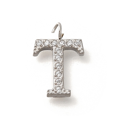 304 Stainless Steel Micro Pave Cubic Zirconia Pendants STAS-H228-06P-T-1
