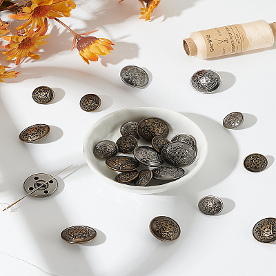 24Pcs 4 Styles 4-Hole Brass Buttons BUTT-LP0001-07-1