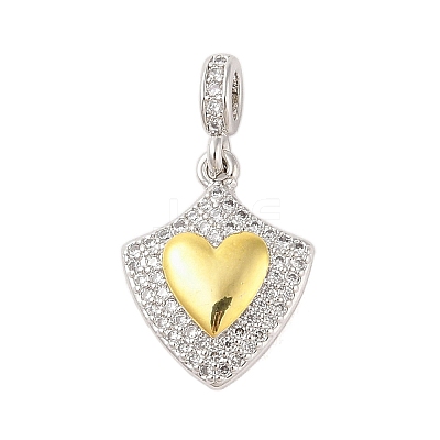 Rack Plating Brass Micro Pave Clear Cubic Zirconia Pendants KK-S380-37C-P-1