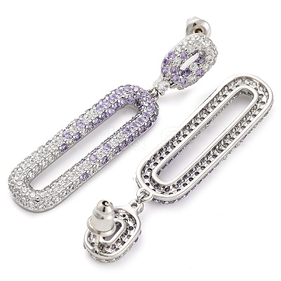 Brass Micro Pave Cubic Zirconia Dangle Stud Earrings EJEW-H014-17P-06-1