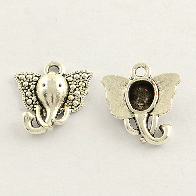 Tibetan Style Zinc Alloy Elephant Head Charms TIBEP-S287-08-1