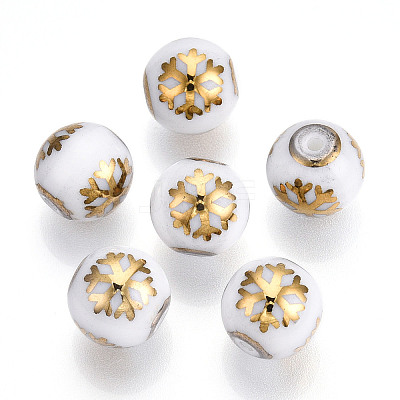 Christmas Opaque Glass Beads EGLA-R113-01C-1