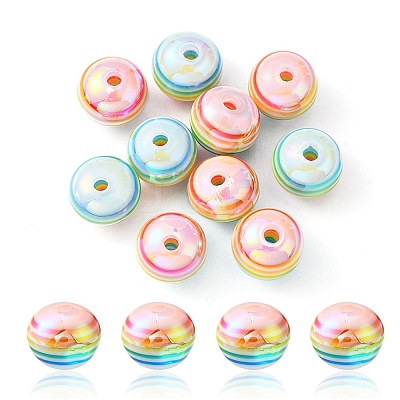 10Pcs Macaron Color Stripe Resin Beads RESI-YW0001-27A-1