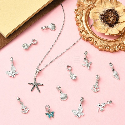 20Pcs 10 Styles Alloy Crystal RhinestoneEuropean Dangle Charms MPDL-YW0001-07-1