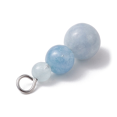 Natural Aquamarine Round Beaded Pendants PALLOY-JF02867-13-1