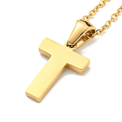 Ion Plating(IP) Initial Letter 304 Stainless Steel Pendant Necklaces NJEW-M199-01G-T-1