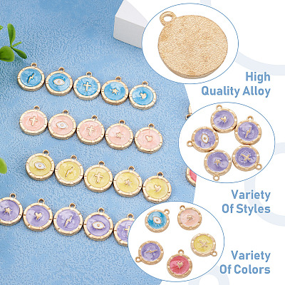 50Pcs 25 Style Zinc Alloy Enamel Pendants ENAM-BT0001-18-1