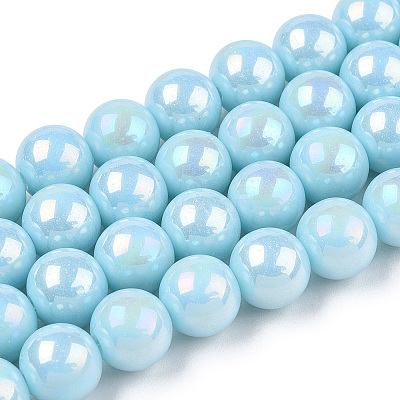 Electroplate Opaque Glass Beads Strands GLAA-T032-P4mm-AB10-1