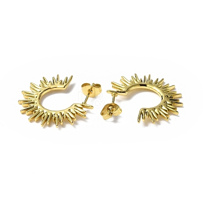 Ion Plating(IP) 304 Stainless Steel Sun Stud Earrings STAS-B034-13G-1