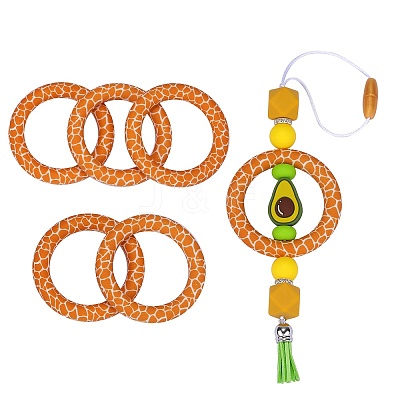 5Pcs Ring Food Grade Eco-Friendly Silicone Focal Beads JX893J-1