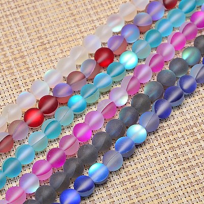 Synthetical Moonstone Beads Strands G-M049-10mm-01-1
