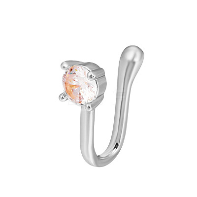 Flat Round Brass Pave Clear Cubic Zirconia Clip-on Nose Septum Rings WG32032-11-1