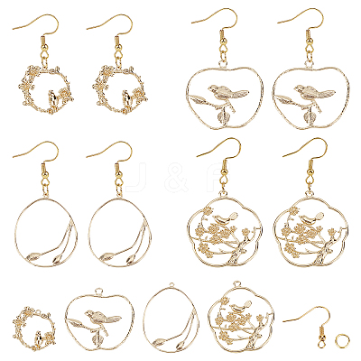 DIY 8Pairs Flower & Bird Earring Making Kits DIY-SC0015-06G-1