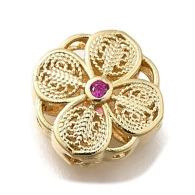 Brass Medium Violet Red Cubic Zirconia Multi-Strand Links KK-M316-07G-1