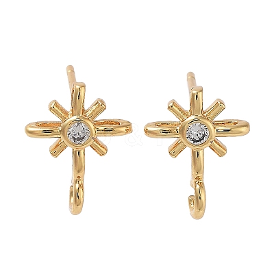 Brass Micro Pave Cubic Zirconia Studs Finding KK-K364-06G-1