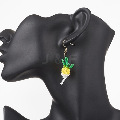 304 Stainless Steel Glass Seed Beads Carrot Dangle Earrings EJEW-MZ00579-1