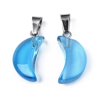 Transparent Spray Painted Glass Pendants GLAA-N035-021-F03-1