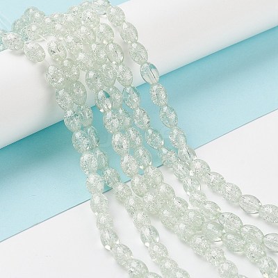 Transparent Crackle Glass Beads Strands X-DGLA-S085-6x8-01-1