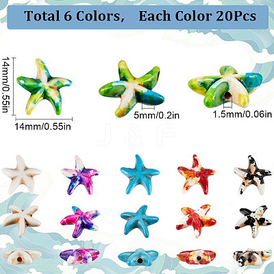 120Pcs 6 Colors Synthetic Turquoise Dyed Beads Strands G-SC0002-88-1