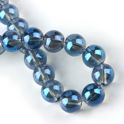 Electroplate Glass Beads Strands X-EGLA-Q062-8mm-A14-1
