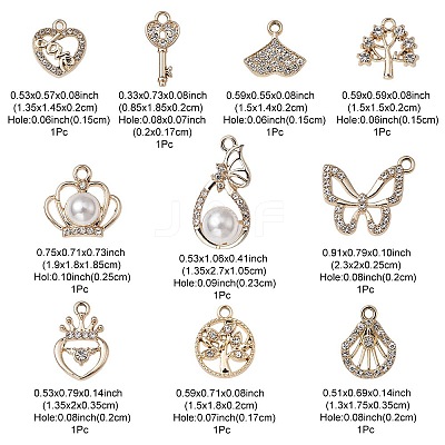 10Pcs 10 Style UV Plating Alloy Pendants ALRI-YW0001-17-1