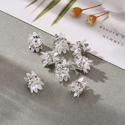 Brass Rhinestone Bead Caps RB-H042-14-1