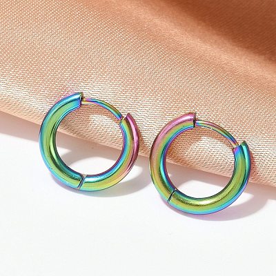 202 Stainless Steel Huggie Hoop Earrings EJEW-F111A-14mm-RC-1