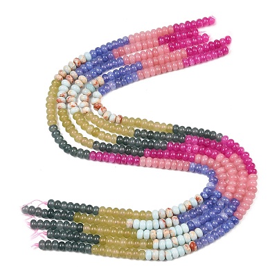 Natural Dyed White Jade & Synthetic Shoushan Stone Beads Strands G-Z135-C09-1