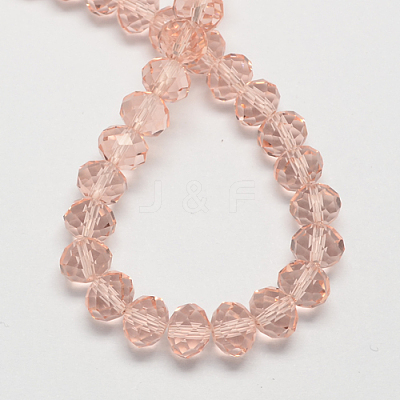 Light Salmon Imitate Austrian Crystal Faceted Glass Rondelle Beads X-G02YI0F5-1