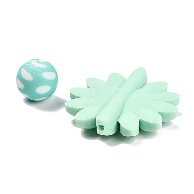 23Pcs Sunflower & Round Silicone Focal Beads SIL-L005-01E-1