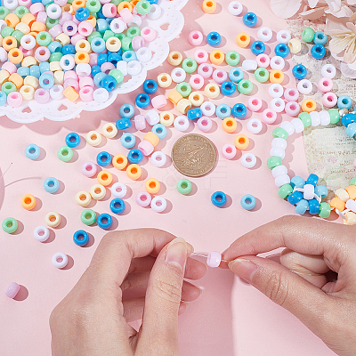800Pcs 8 Colors Opaque Plastic Beads KY-SC0001-87-1