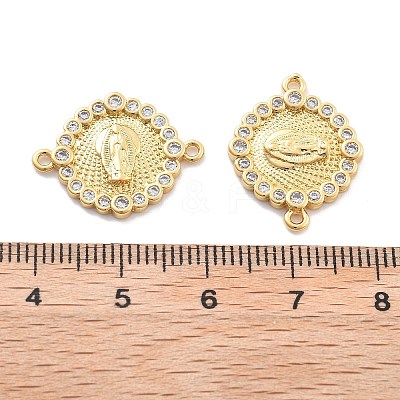 Rack Plating Brass Micro Pave Clear Cubic Zirconia Religion Virgin Mary Connector Charms KK-H449-61G-02-NR-1