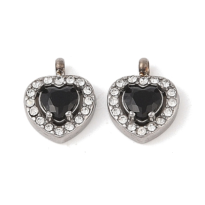 304 Stainless Steel Cubic Zirconia Pendants STAS-A076-02P-04-1
