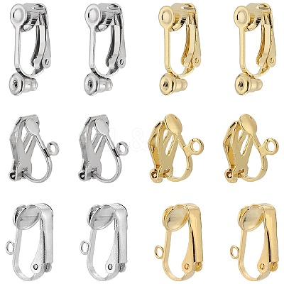24Pcs 6 Styles 304 Stainless Steel Clip-on Earring Converters Findings STAS-SC0006-79-1