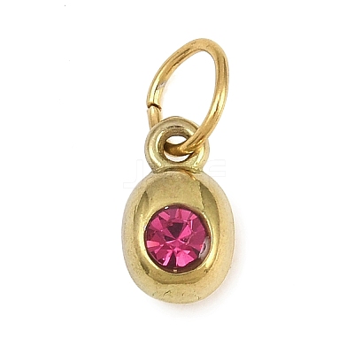 Birthstone 304 Stainless Steel Rhinestone Pendants STAS-L312-02G-03-1
