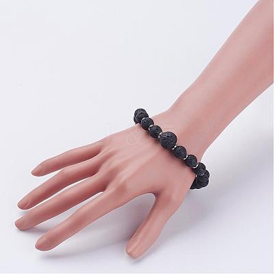 Natural Lava Rock Beads Stretch Bracelets BJEW-JB02852-1
