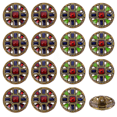 16Pcs 2 Styles 1-Hole Alloy Shank Buttons BUTT-GA0001-46-1