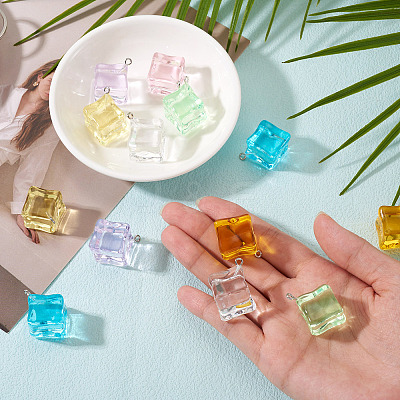 14Pcs 7 Colors Transparent Acrylic Pendants TACR-TA0001-78-1