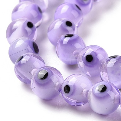 Handmade Evil Eye Lampwork Round Bead Strands X-LAMP-L055-6mm-26-1